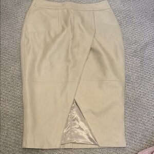 Elegant Cream leather Pencil Skirt